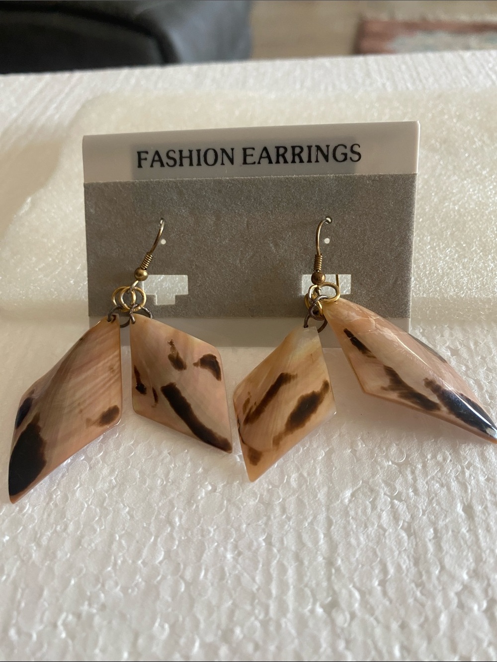 Beige Brown Shell Drop Earrings